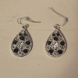 Silver and Black Dangle Earrings